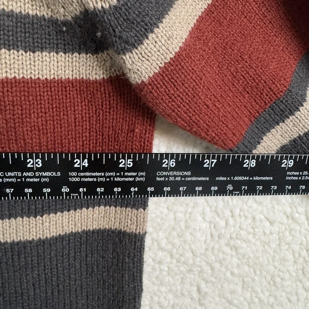 Columbia Sweater Mens 2XL Gray Red Half Zip Pullover Striped‎ Cotton Wool Knit